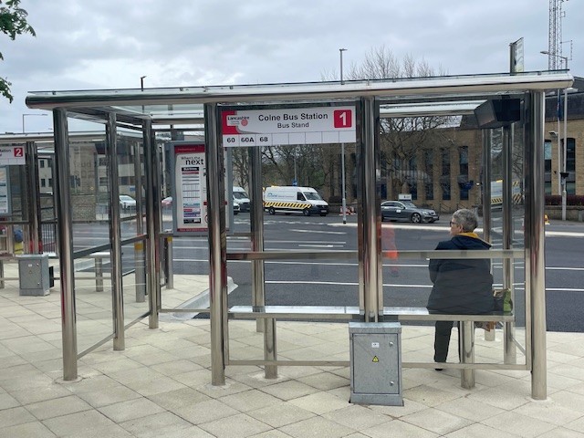 Colne Bus Station (March 2026) Bay 1 Shelter